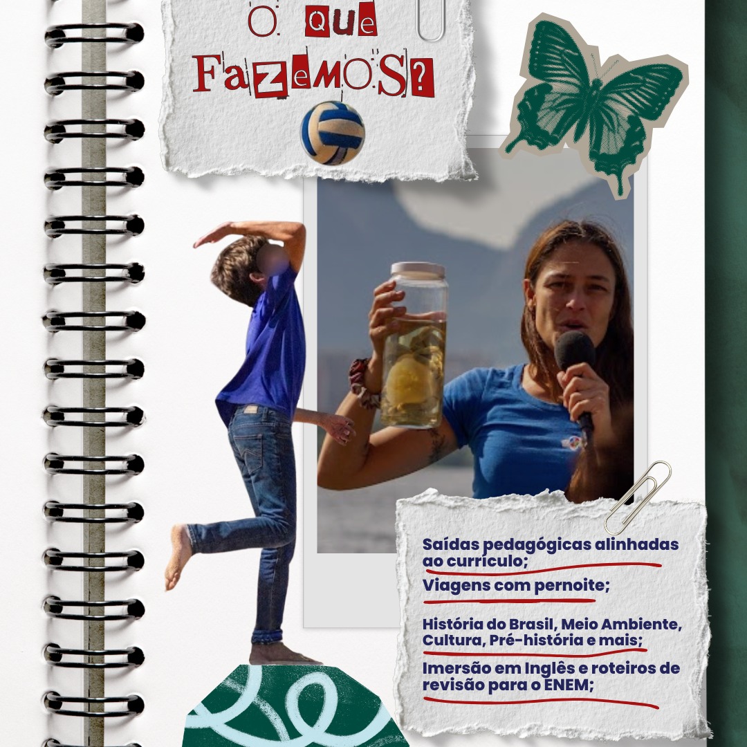 Colagem sobre saídas pedagógicas e projetos da Astral